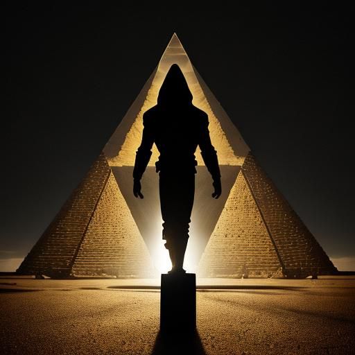 Pyramid Head Figure in Dark, Cinematic Film Still