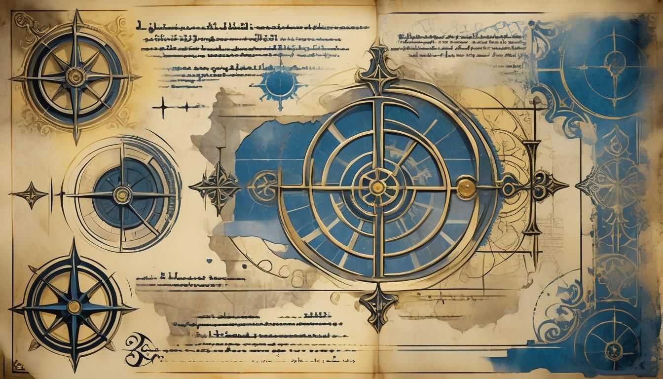 Archaic Gothic Blueprints in Watercolor Style