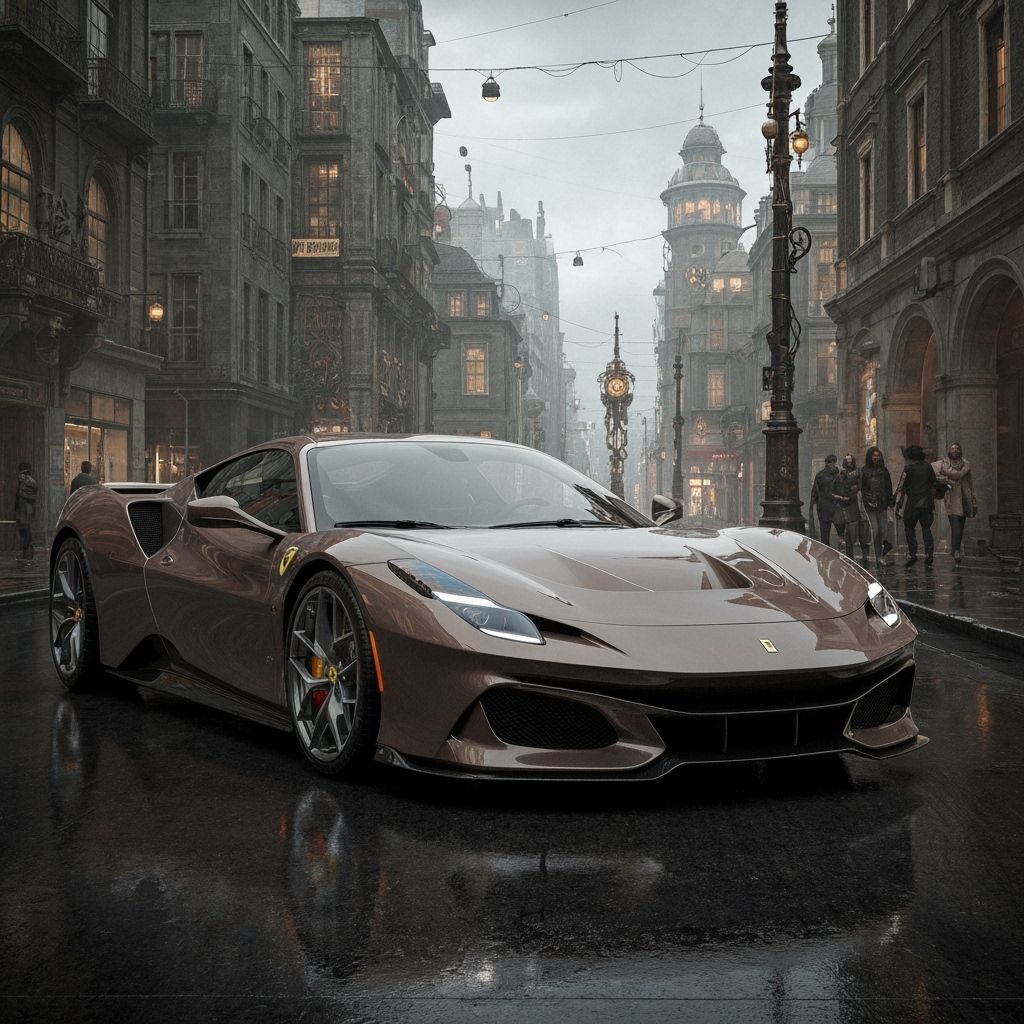 Ferrari FXX in a Steampunk Cityscape