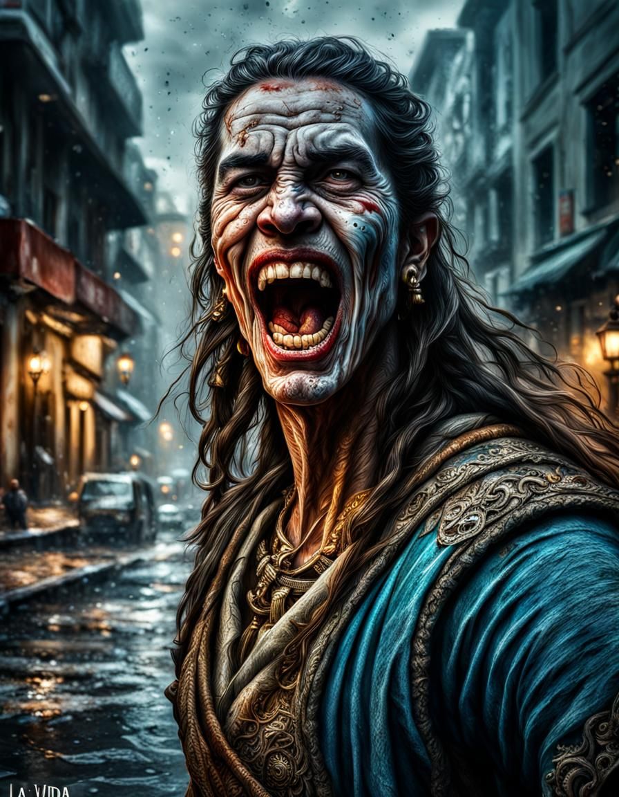 Detailed Portrait of Smiling Person with Missing Teeth