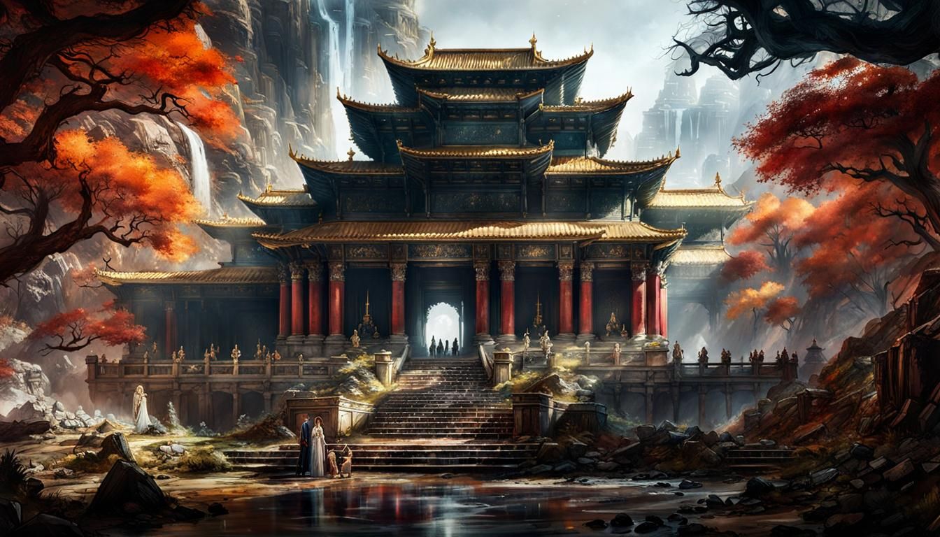 Fantasy Emperor and Empress in Digital Watercolor