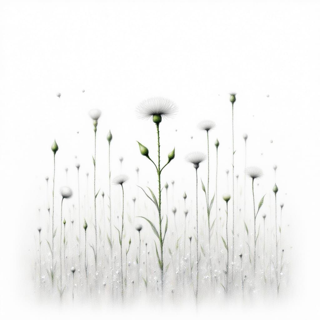 White Carnation in a Snowy Landscape Sketch