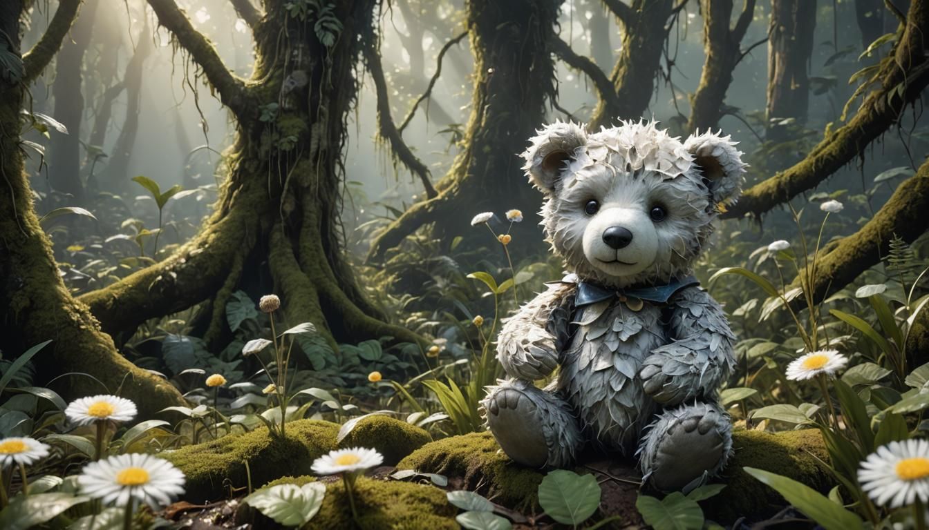 Abandoned Teddy Bear in Rainforest, Monge Style