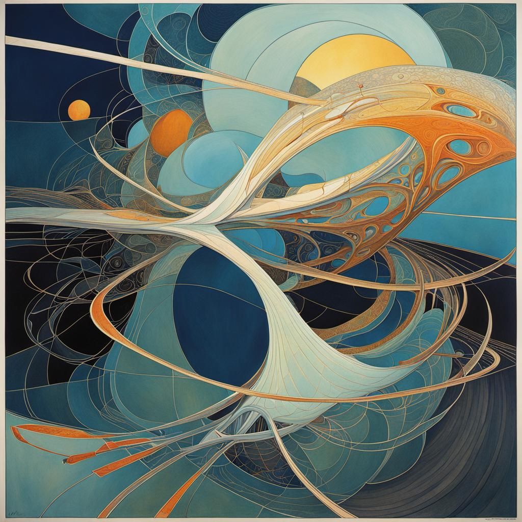 Abstract Moebius Art with Complementary Colors