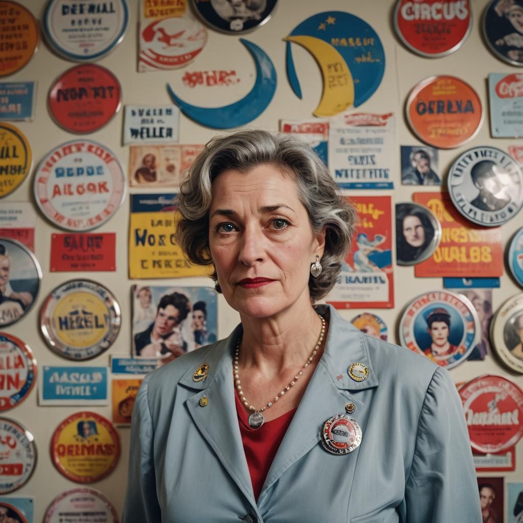 Photorealistic Portrait of Woman with Circus Posters
