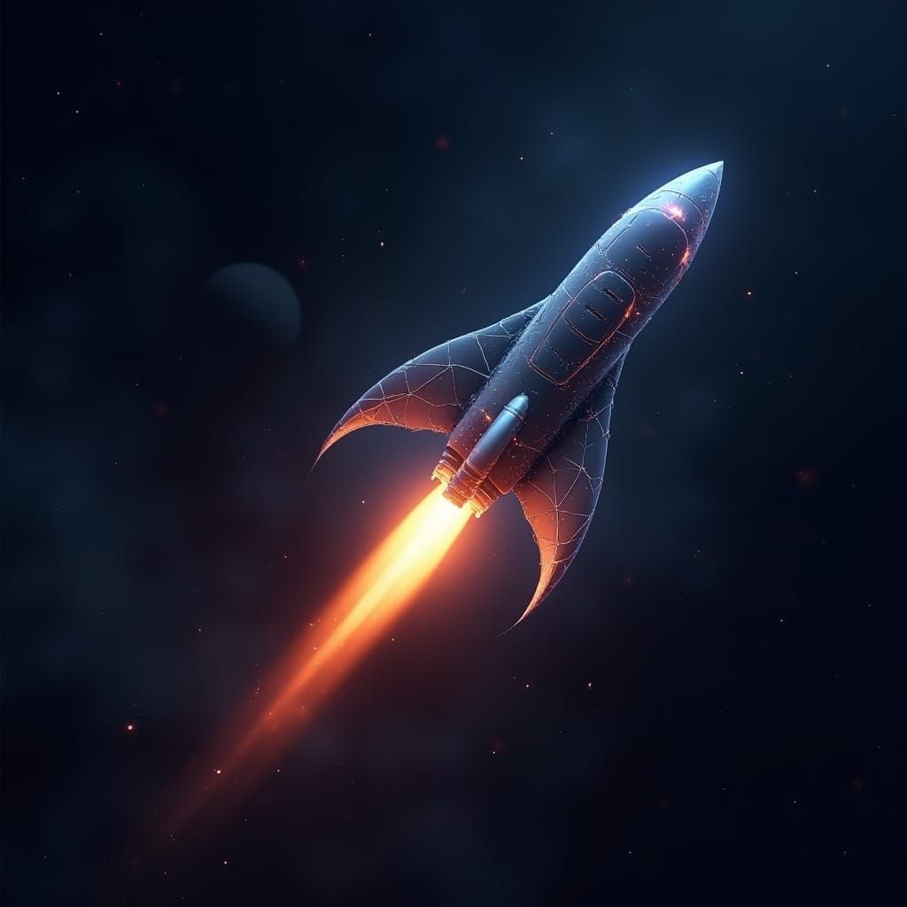 Futuristic Space Exploration Logo in Cyberpunk Style