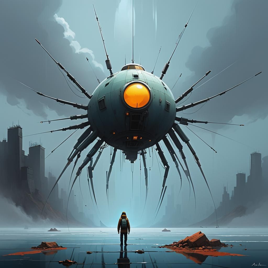 Dystopian Cityscape in Alex Andreev Style