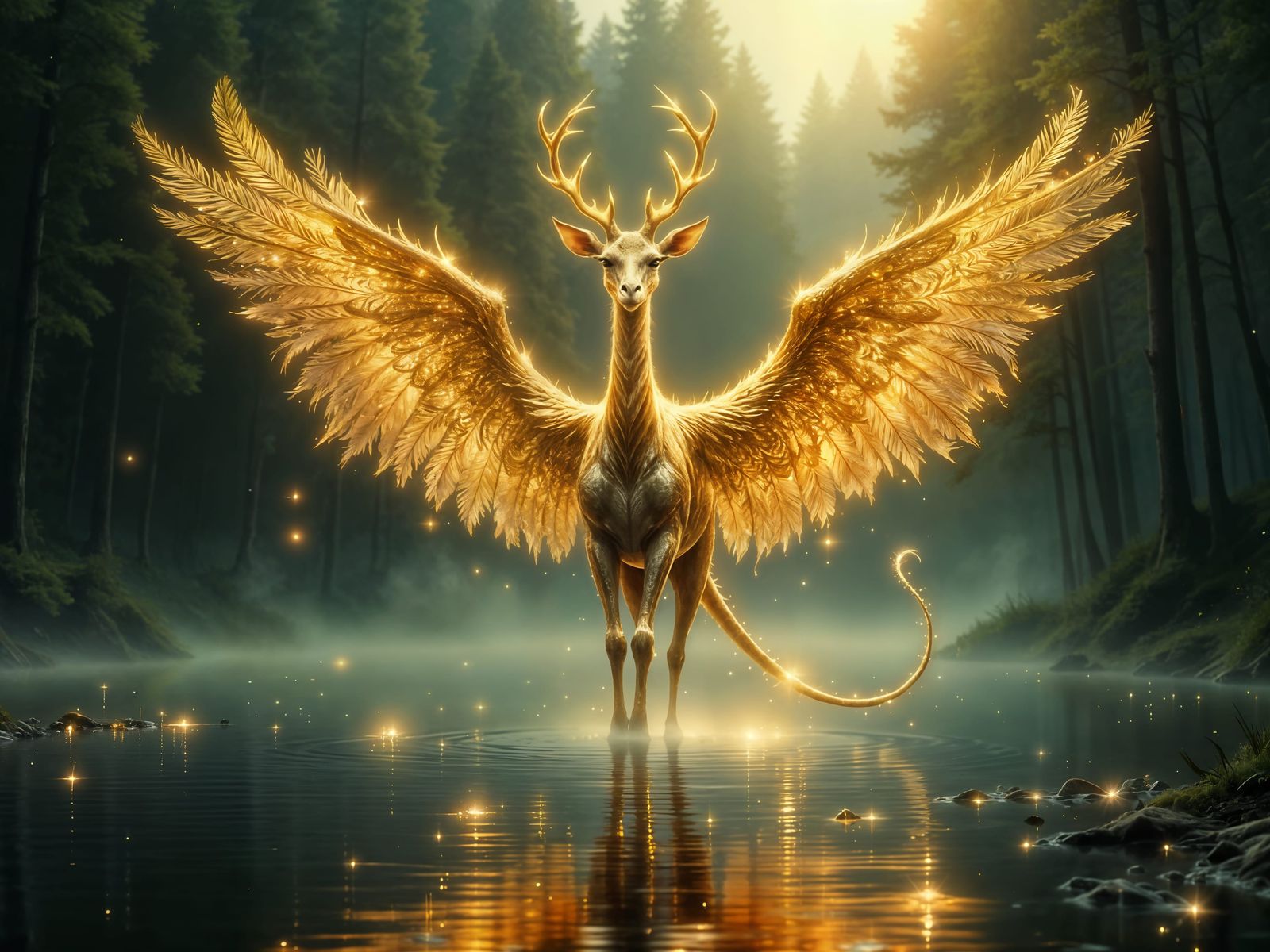 Majestic Dragon-Giraffe Hybrid with Ethereal Wings