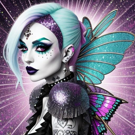 Glitter Punk Fairy in Surreal Landscape