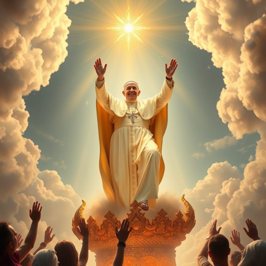 Pope Francis Ascends to Heaven in Merkabah of Amber Light
