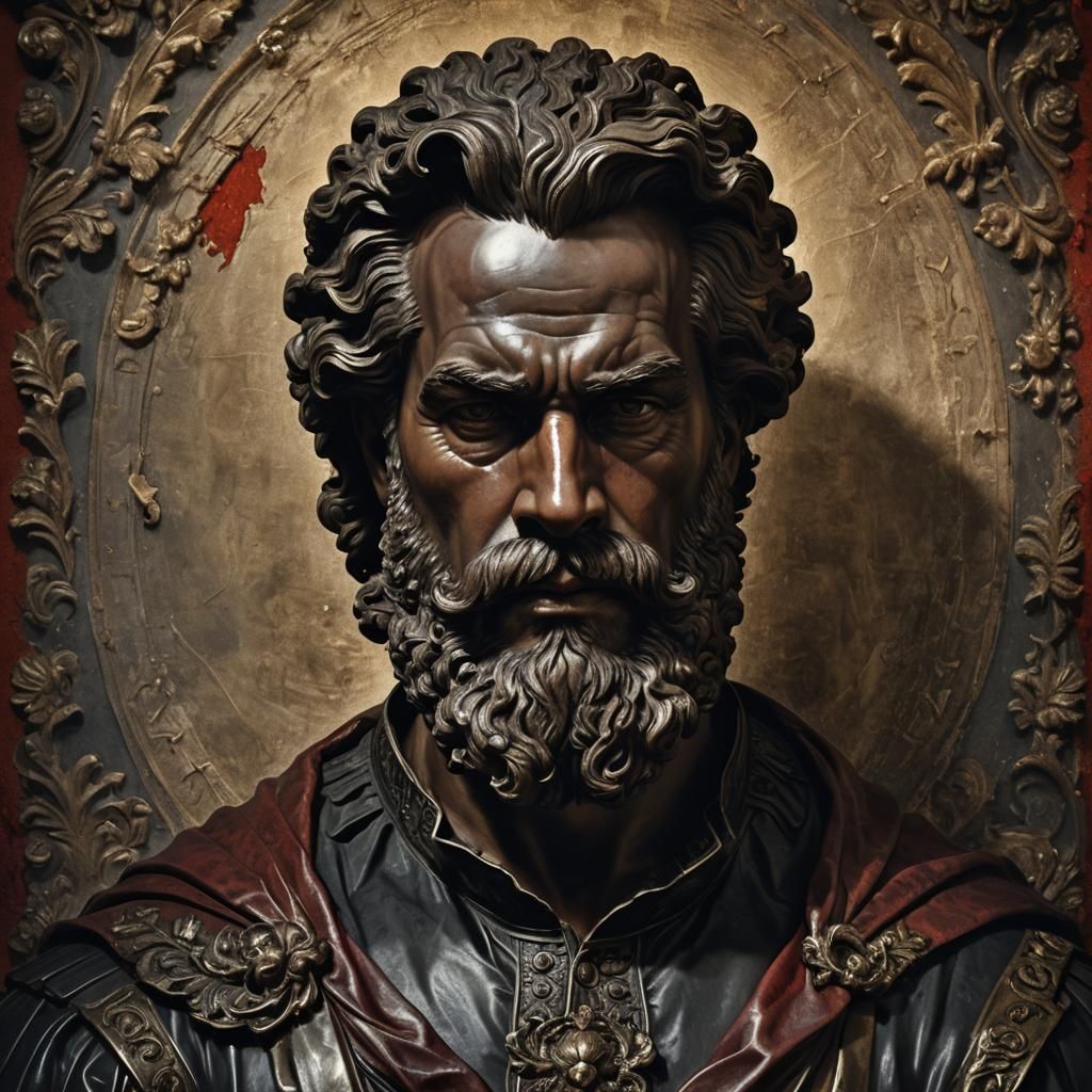 Neoclassical Sculpture of a Powerful Man in Baroque Style