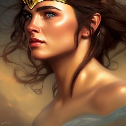Wonder Woman Photorealistic Portrait in Hyperdetailed Lighti...