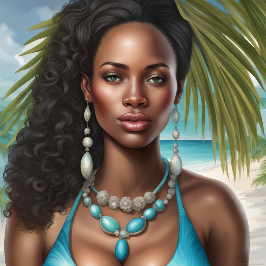 Realistic Portrait of a Beautiful Bahamian Woman