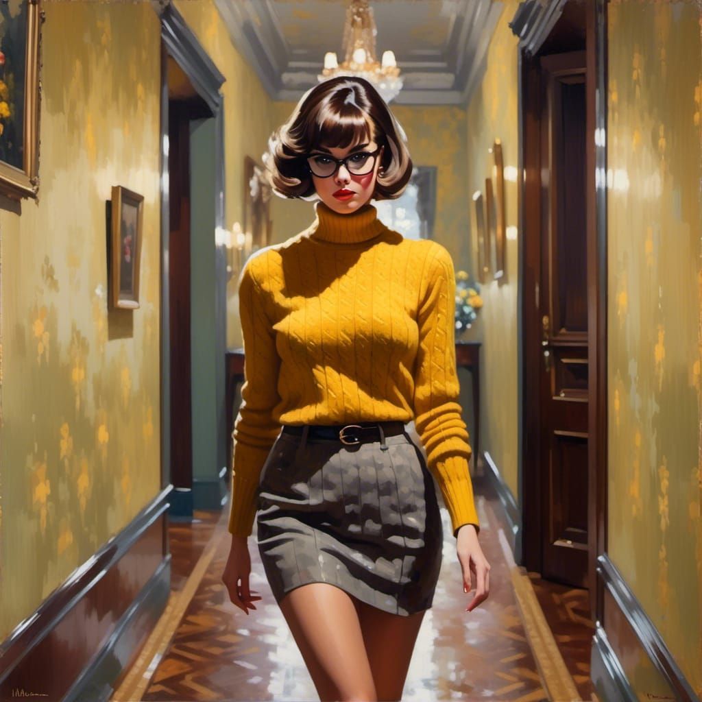 Impressionistic Portrait of Woman in Spooky Mansion