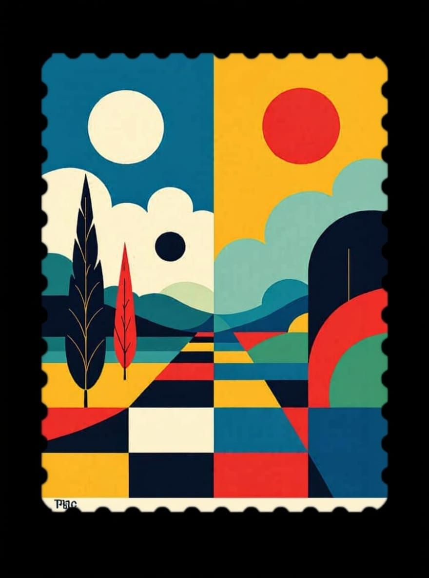 Postage Stamp on Black Background