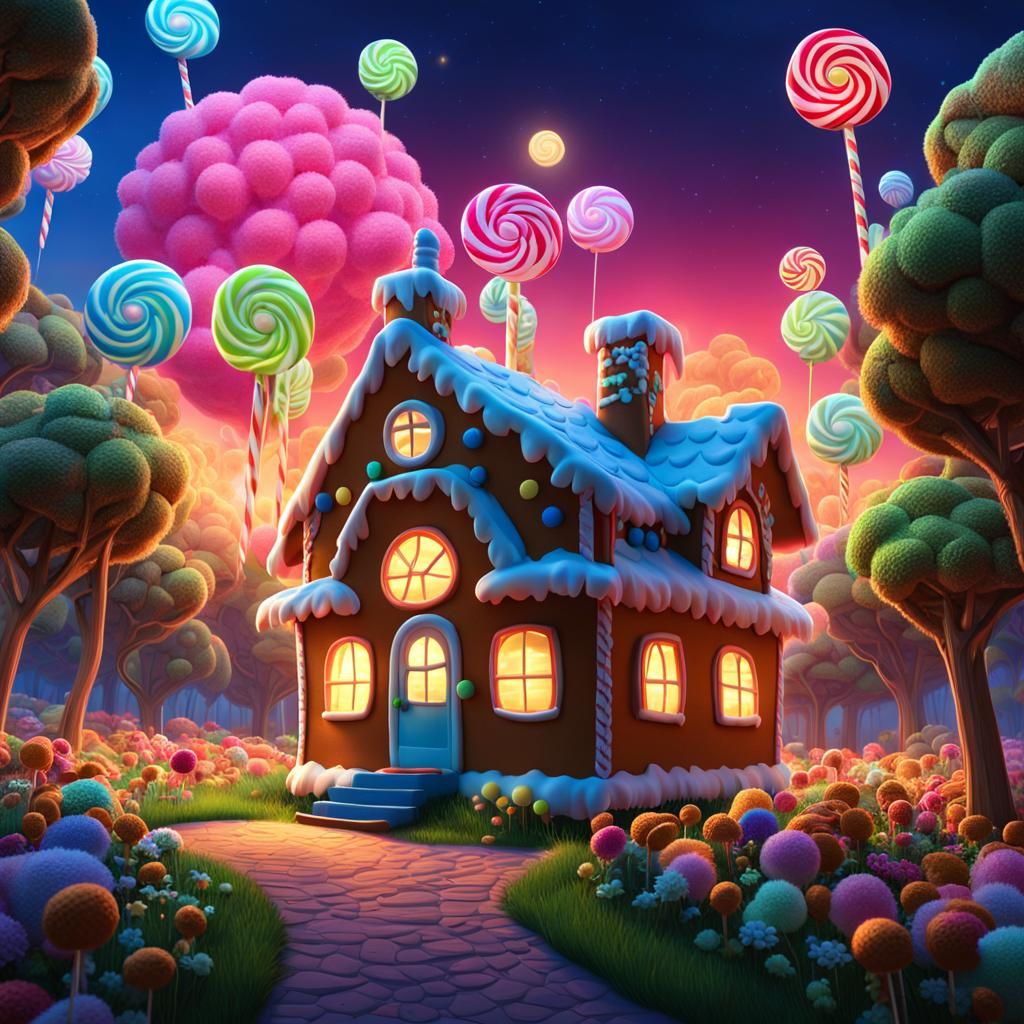 Brokoli forest with gingerbread house