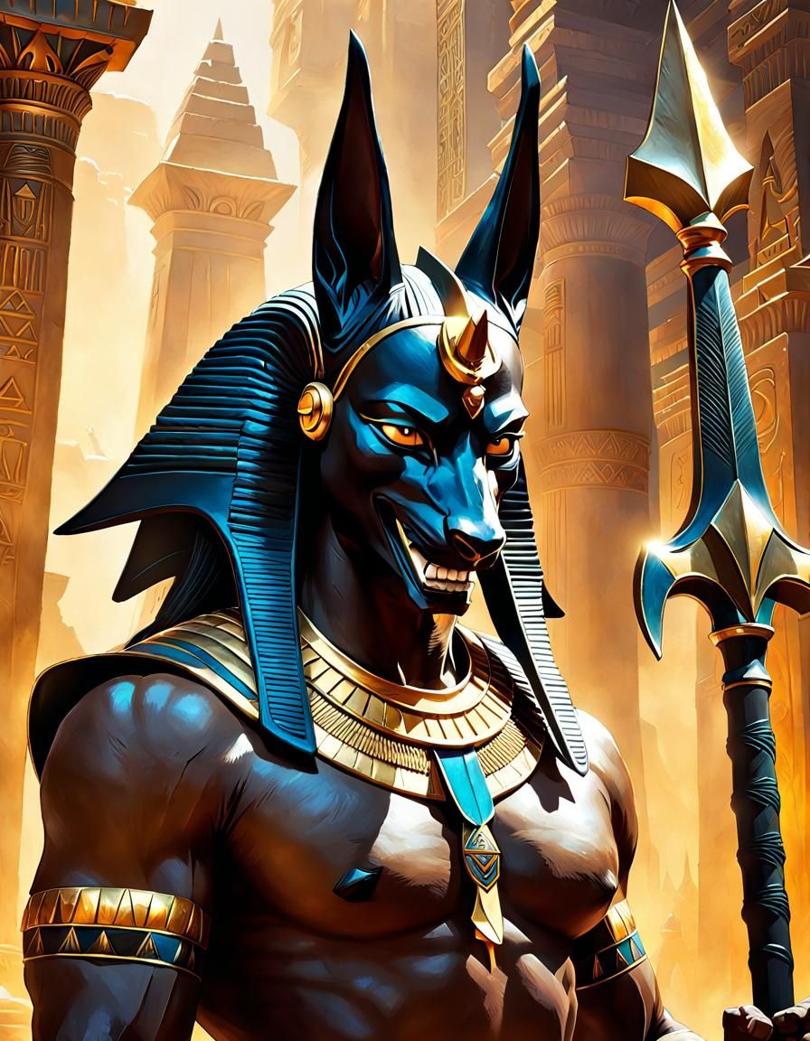 Anubis with Devious Smile in Hyperrealistic Style