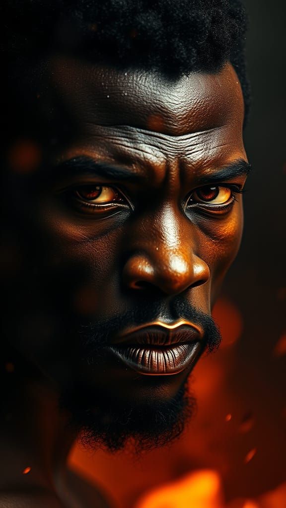 Epic Portrait of a Black Man in Dramatic Contemplation