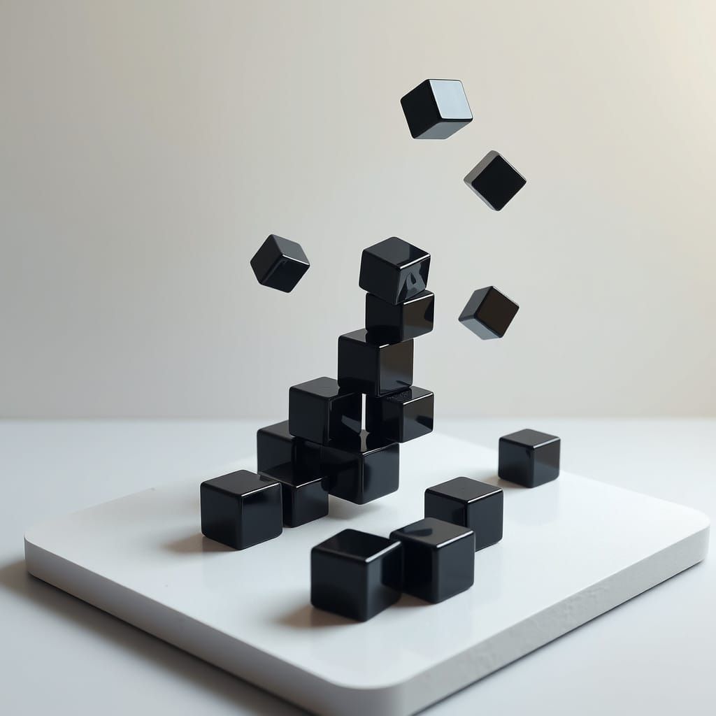 Dynamic Cascade of Glossy Cubes in a Moody, Hyper-Realistic ...