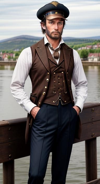 Steampunk Steamboat Captain in Victorian Attire