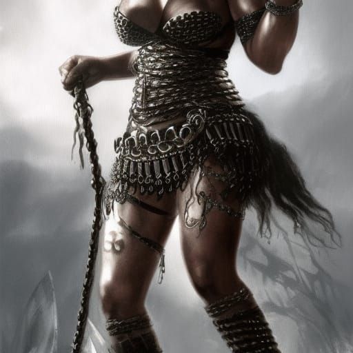 Amazonian War Chief in Dark Fantasy Concept Art