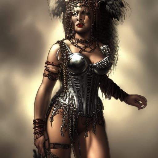 Amazonian War Chief in Dark Fantasy Style