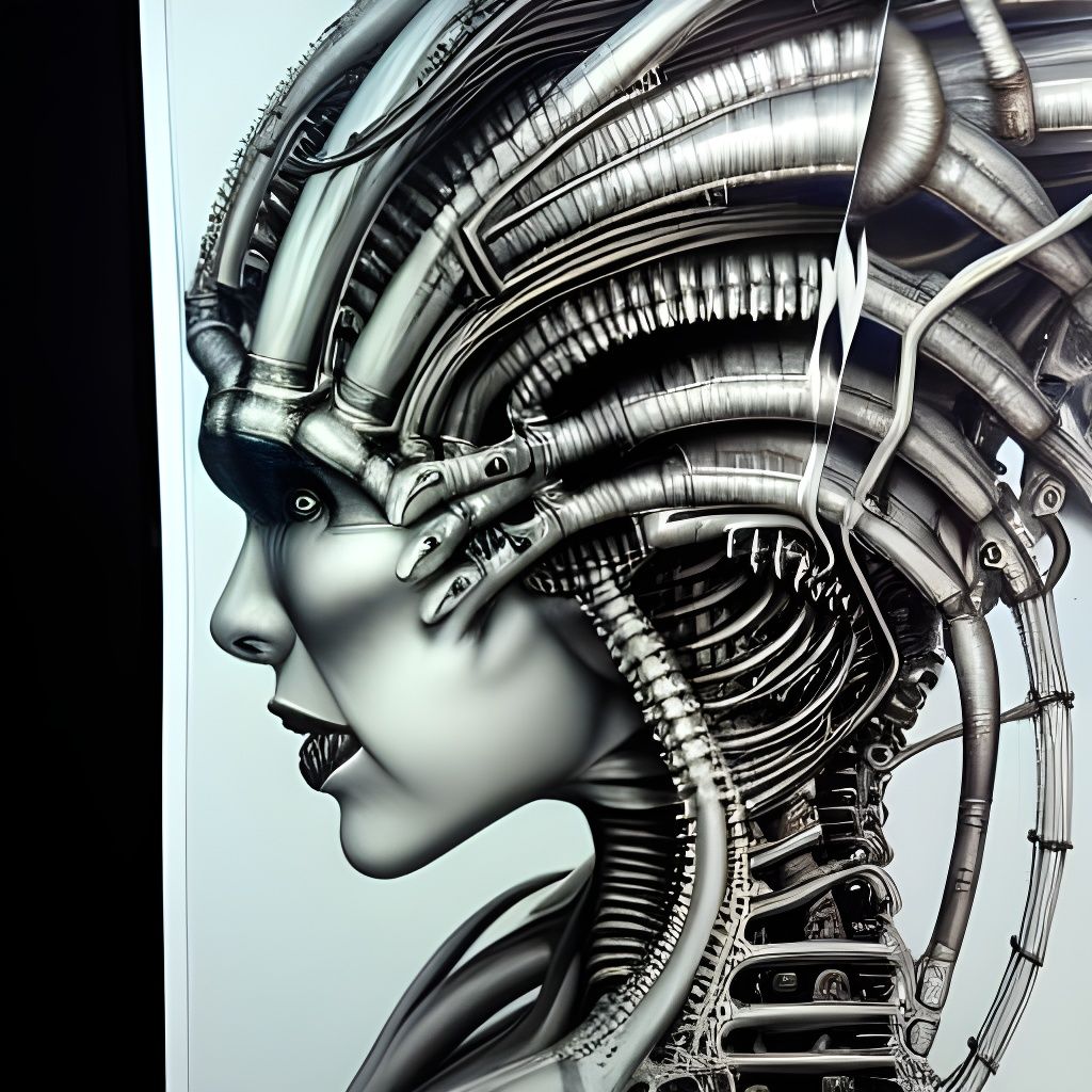 Biomechanical Woman Airbrush Art in Giger Style