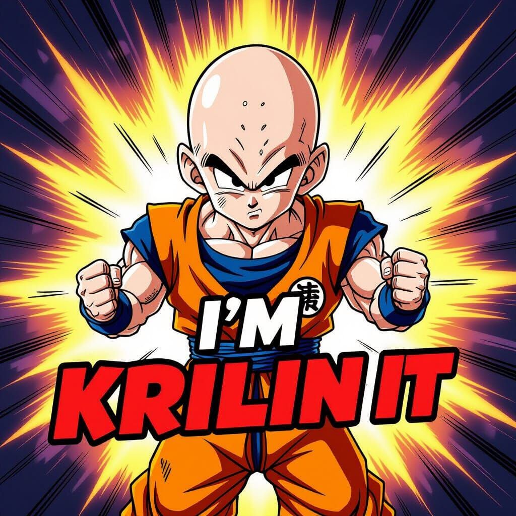 Krillin From DBZ Determined And Ready For Action