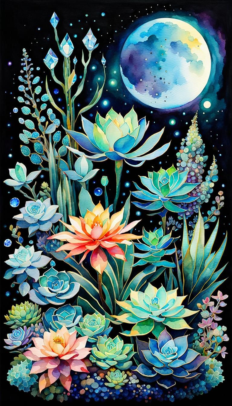 Bioluminescent Floral Arrangement in Art Deco Style