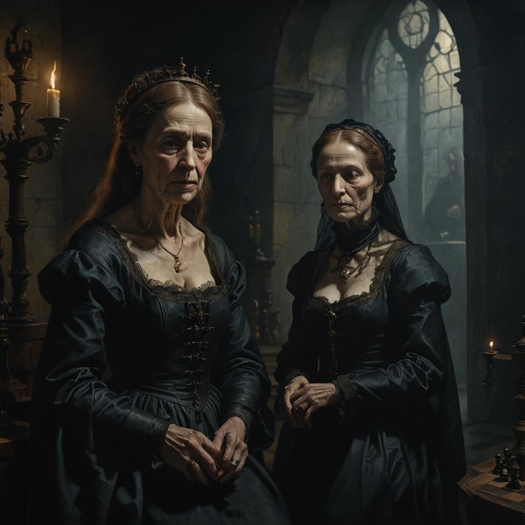 Chess with Death: A Surrealist Oil Painting