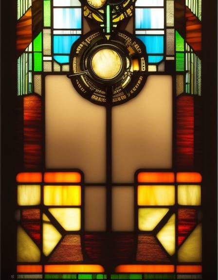 Cyberpunk Man: Bauhaus Poster with Steampunk Engine