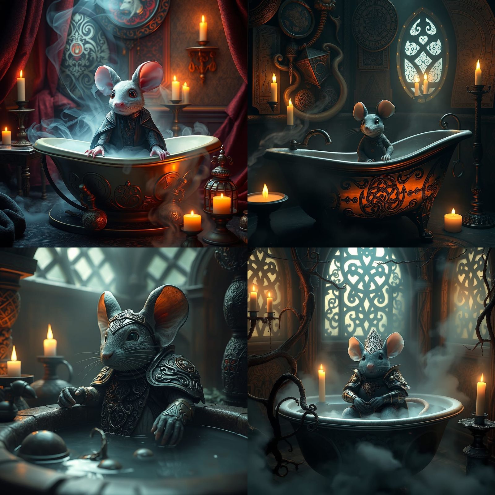 Celtic Mouse in Bath: Gothic Art on Canvas