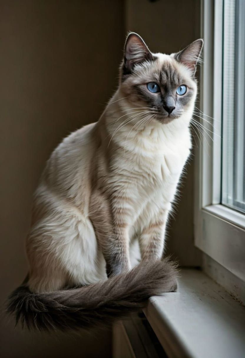 Professional Photo of a Cat with Long Fur, Bokeh Effect