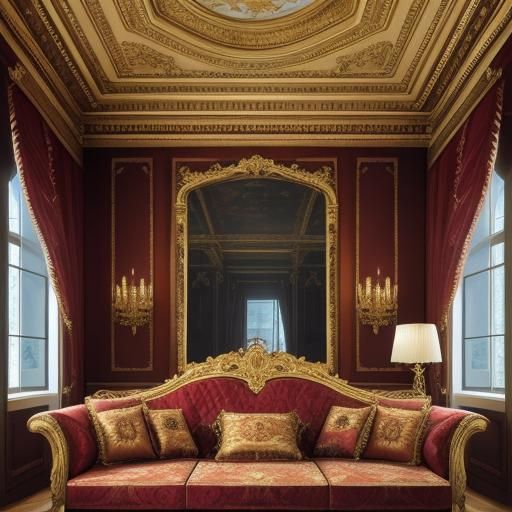 Baroque Couch in Golden Light: A Luxury Interior