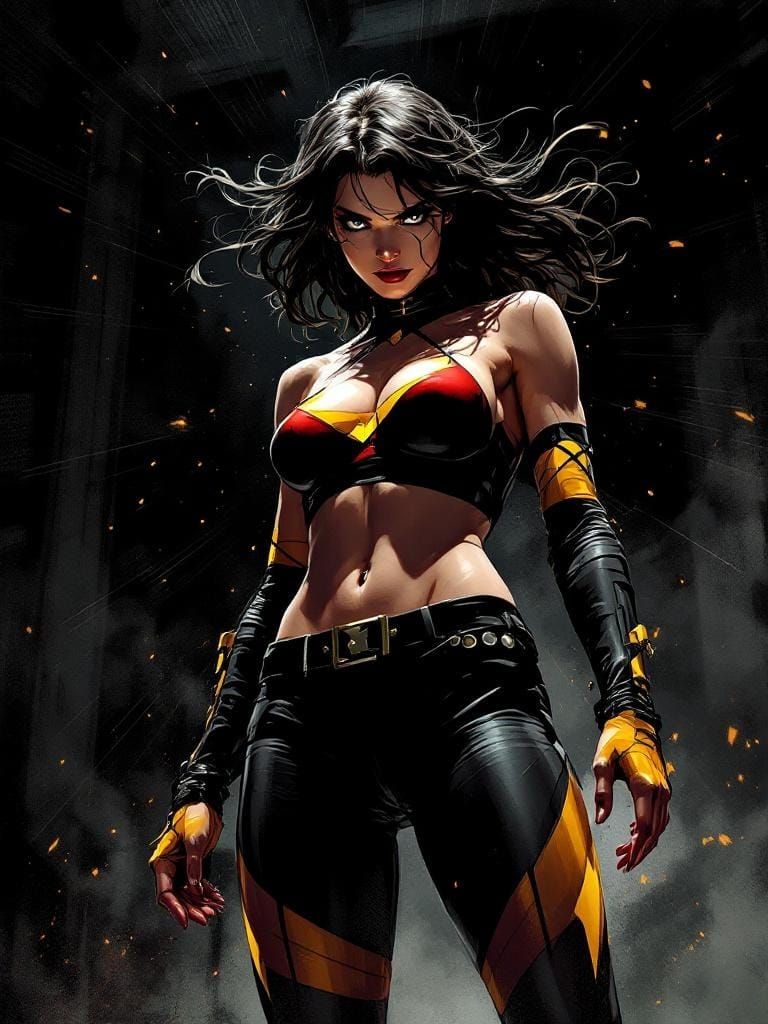 Dynamic Female Figure Study in Comic Book Style