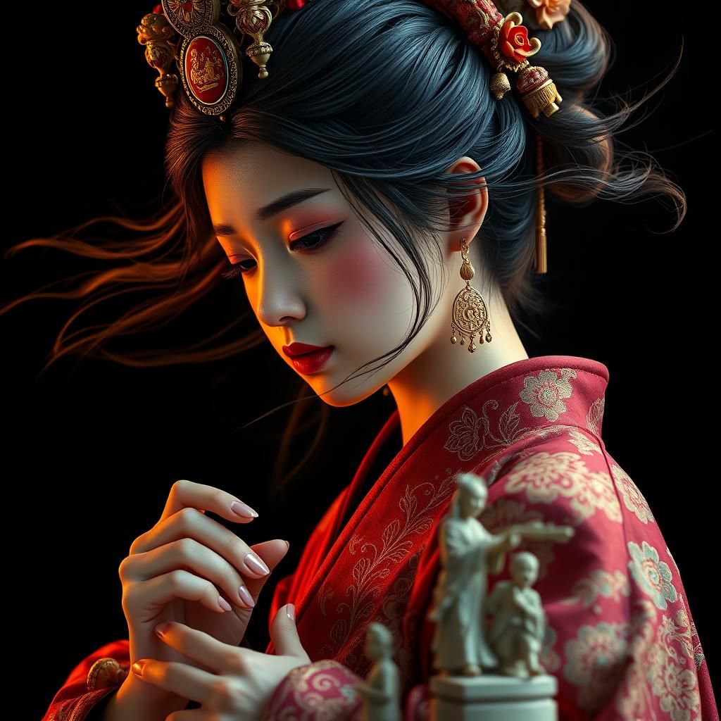 Nuwa Sculpting Humanity: Fine Art Digital Illustration