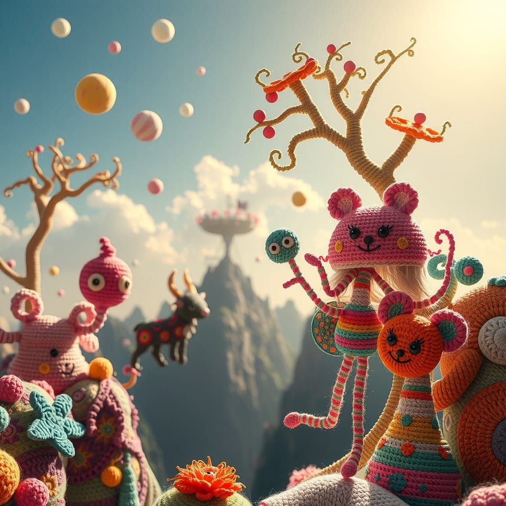 Colorful Crocheted Universe with Magic Forest