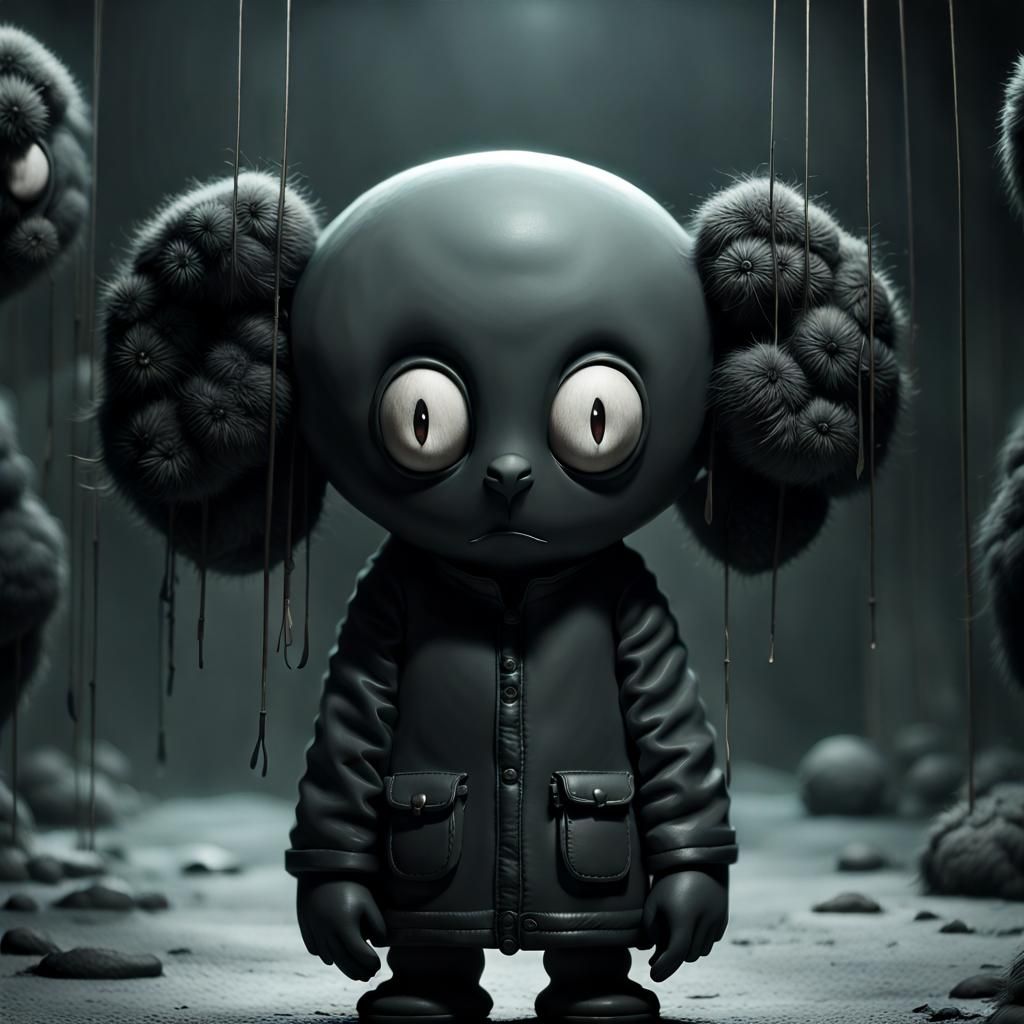 Dark Claystyle Bunny Drawing with Big Eyes