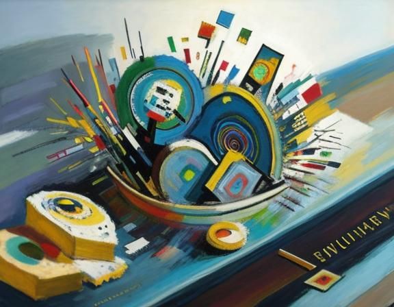 Abstract Impasto Painting in Kandinsky and Basquiat Style