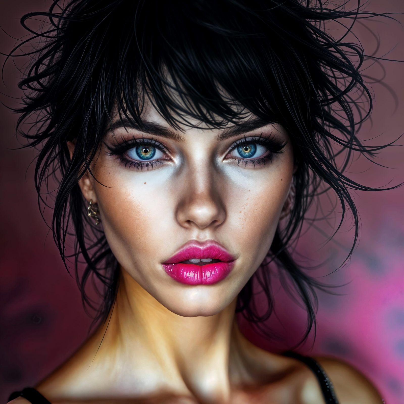 Vibrant Avant-Garde Supermodel in Theatrical Makeup