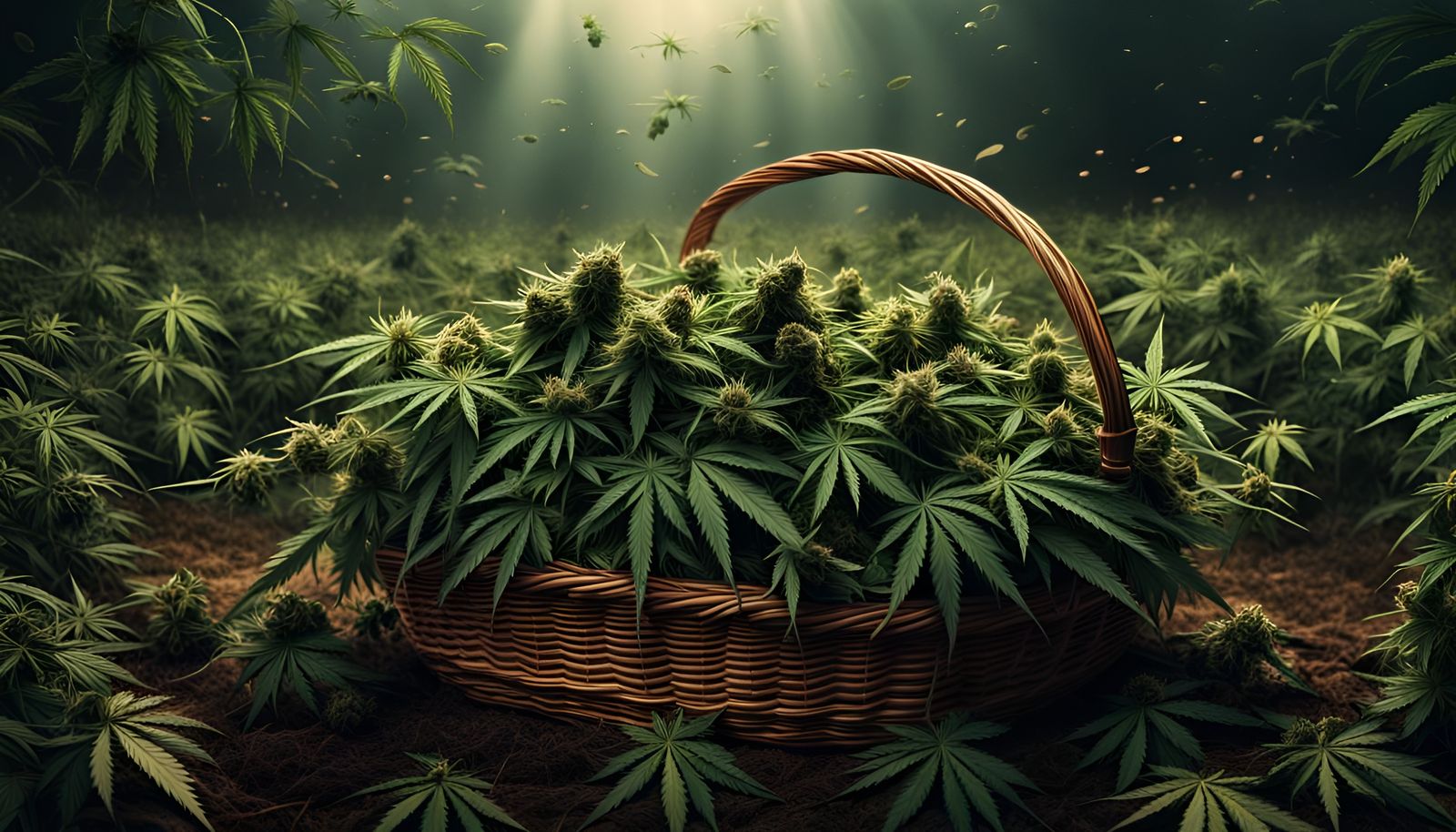 Cornucopia Basket of Cannabis in Field