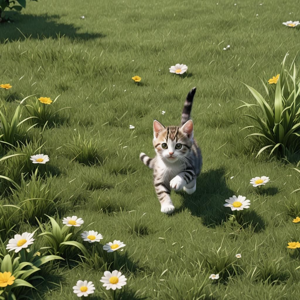 Kitten Running Through Video Game Portal in 16k