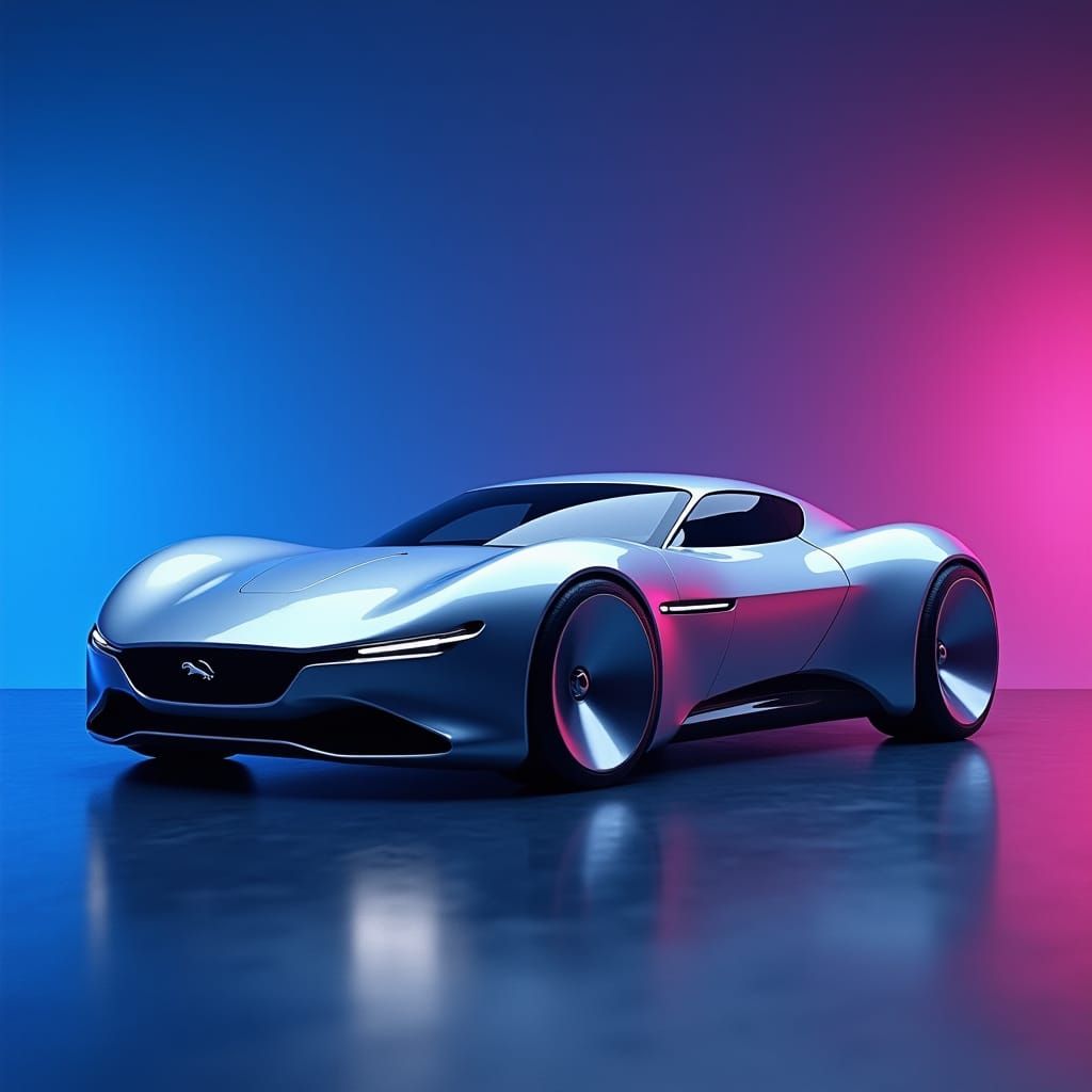 Futuristic Jaguar XJ220 Concept Car in Metallic Silver