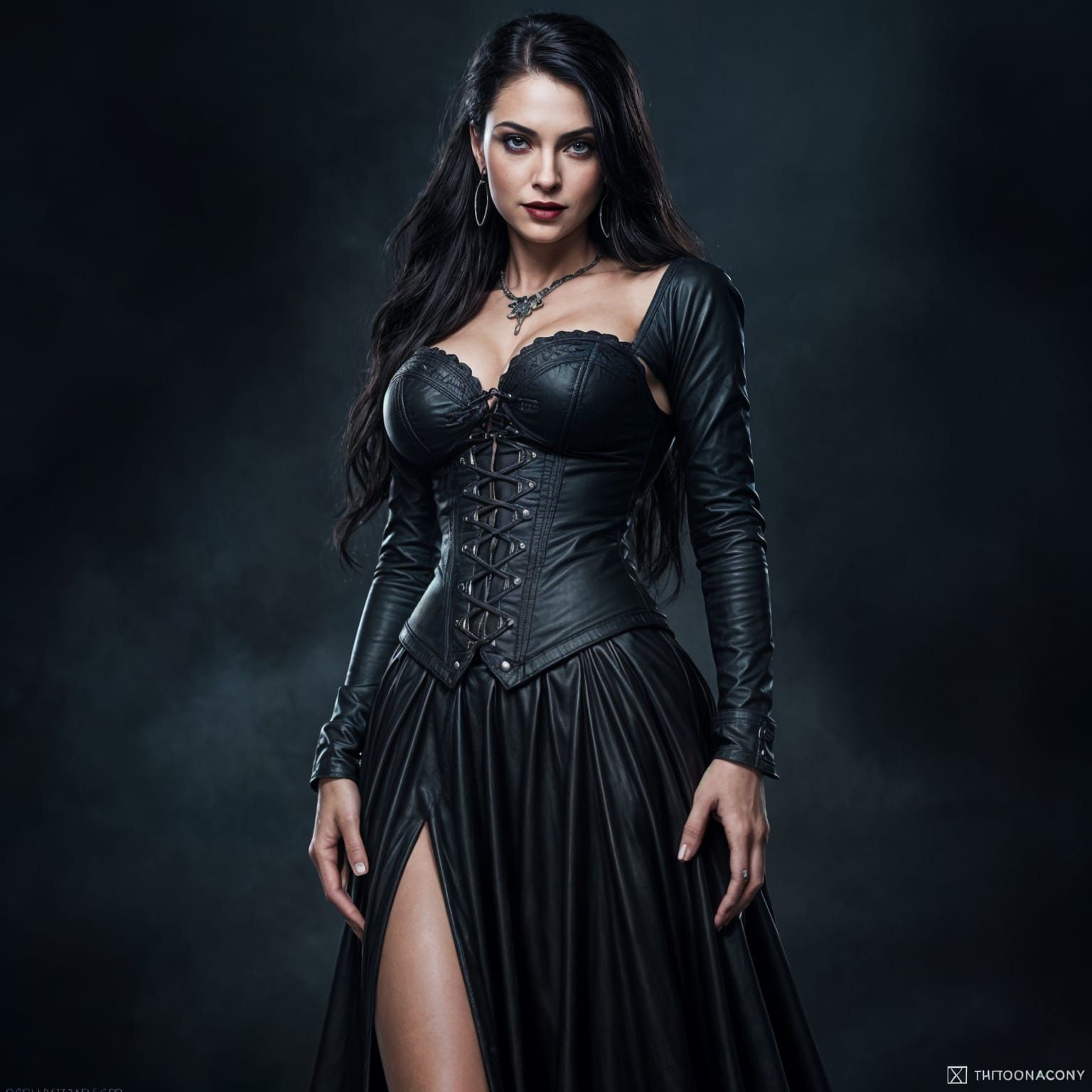 Ethereal Vampire Mistress in Leather and Velvet