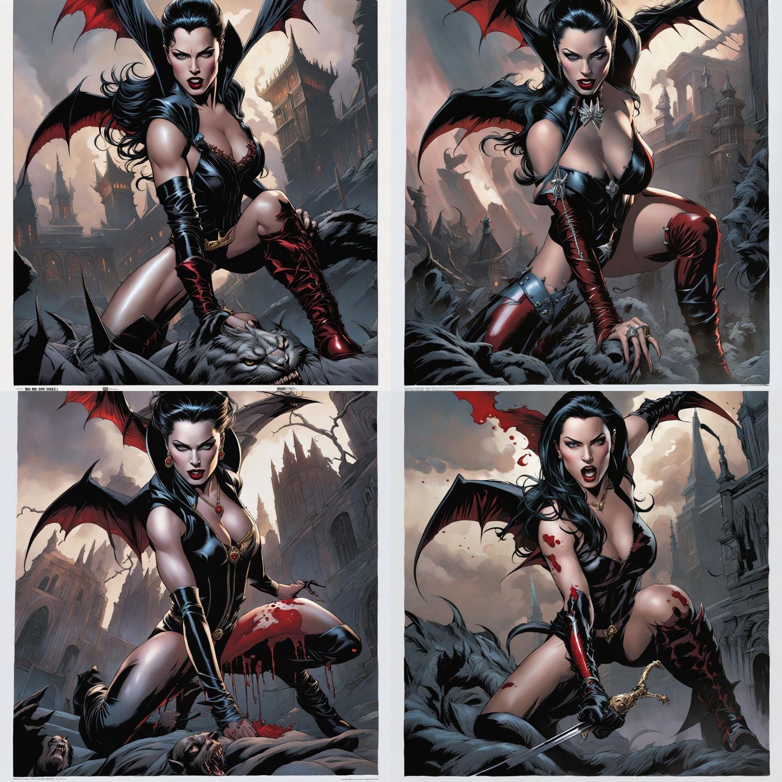 Vengeful Vampire Attack in Comic Book Style