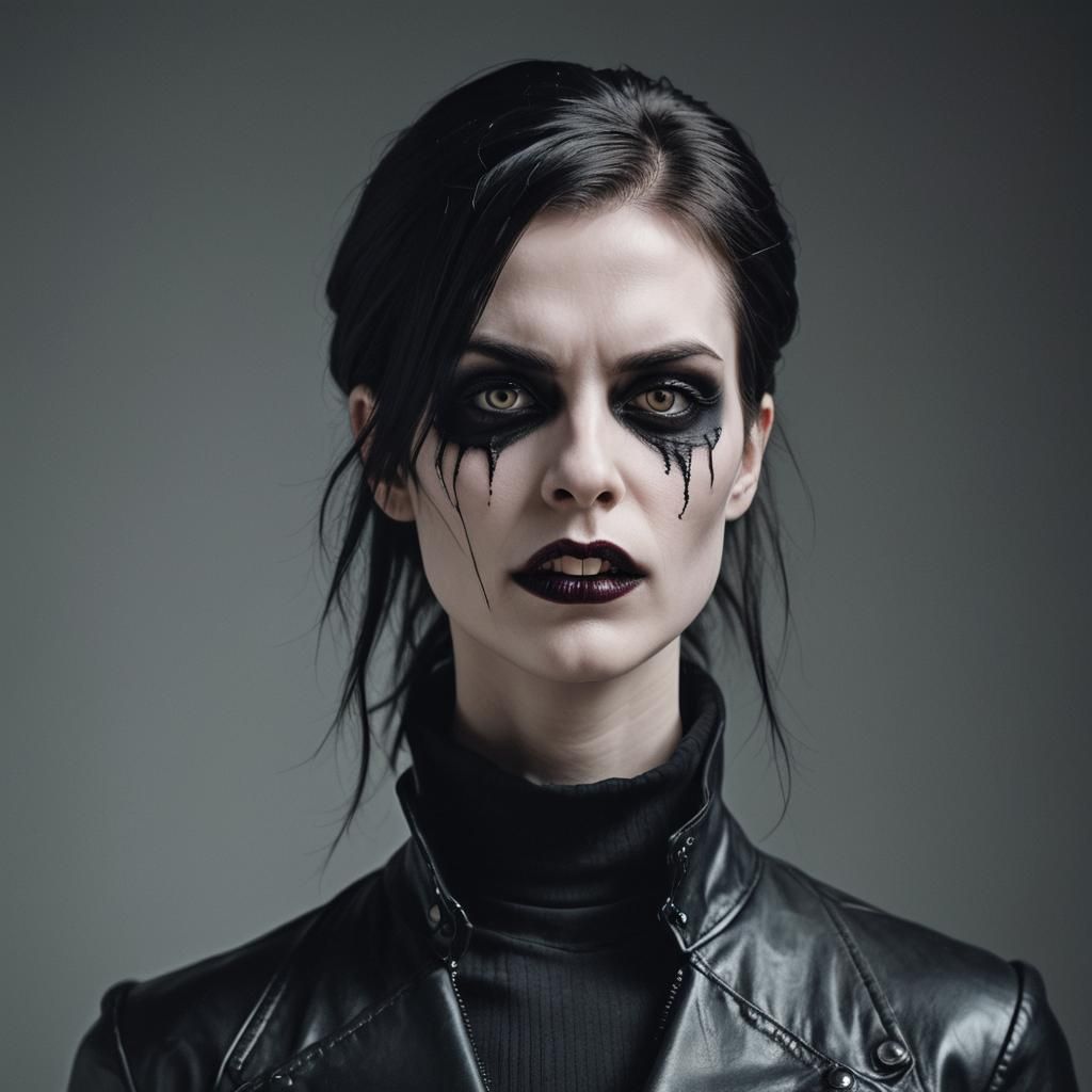 Dark Fantasy Goth Portrait with Vampire Fangs