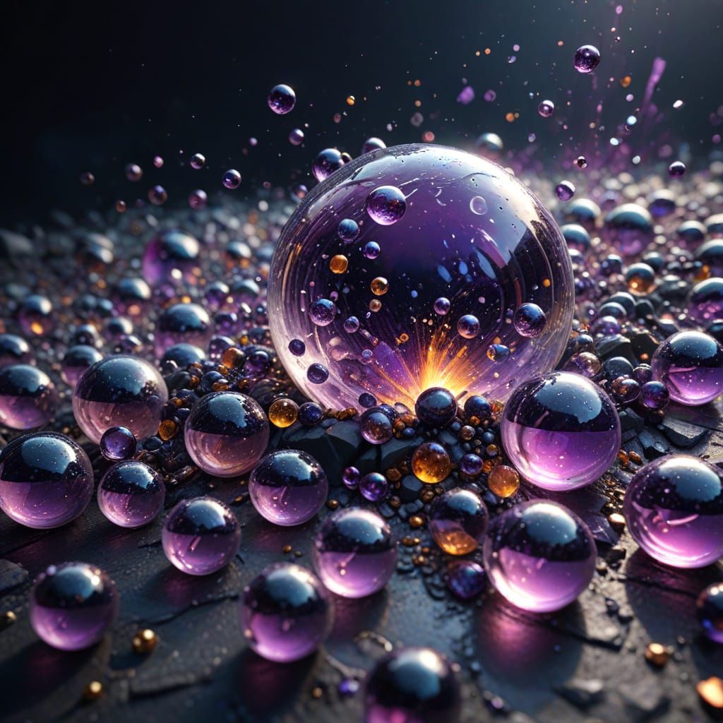 Amethyst Bubbles in Crushed Marble Matte Painting