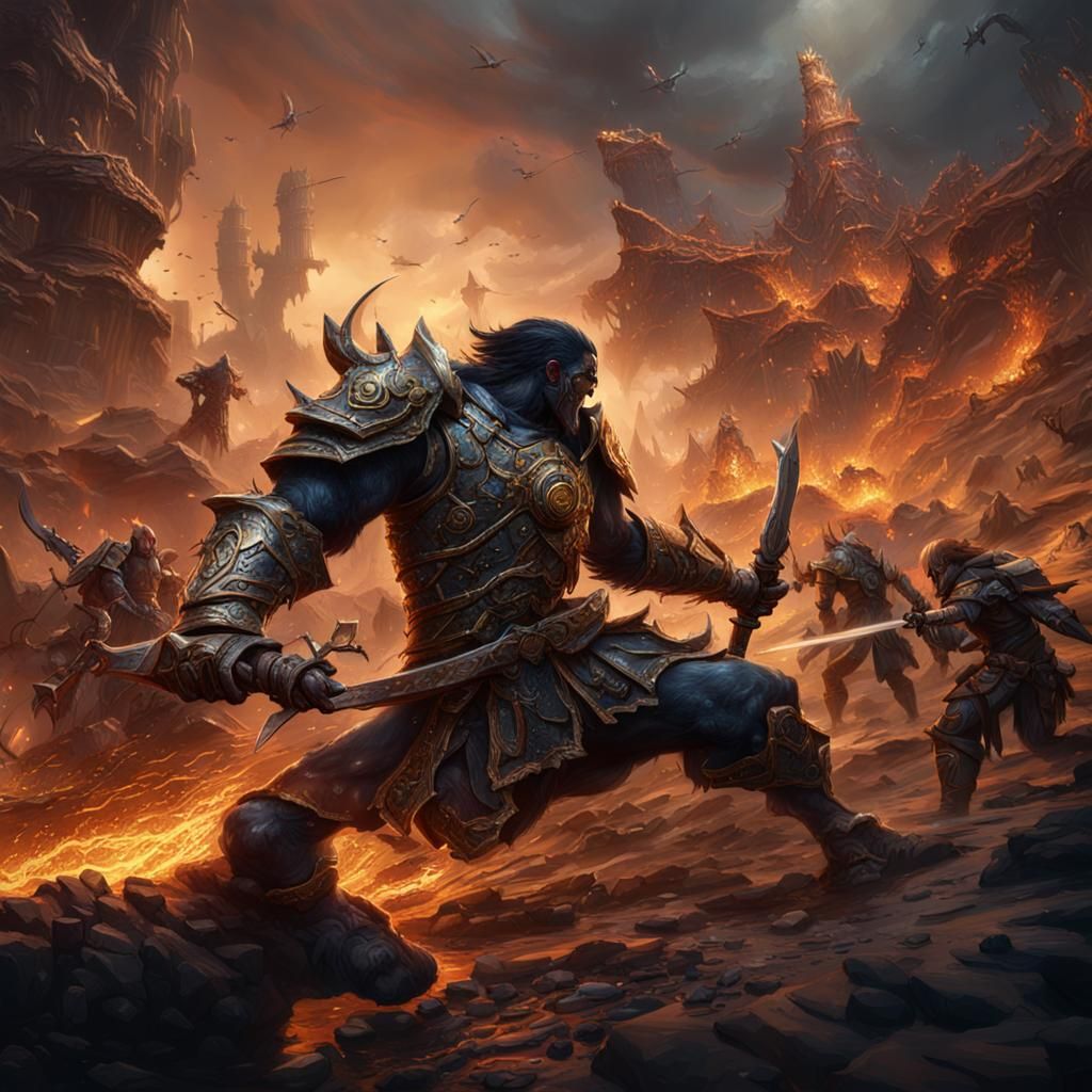 Epic Alien Fight Scene: Detailed Matte Painting