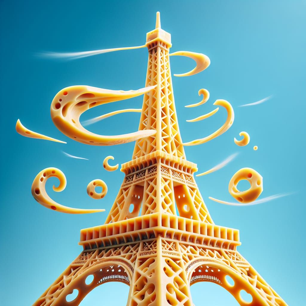 Eiffel Tower Constructed from Swiss Cheese