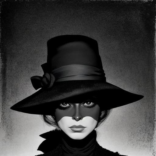 Mysterious Mafia Lady Face in Matte Film Noir Style